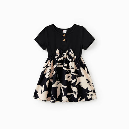 Black Floral Panel Tee: 3-4 Years