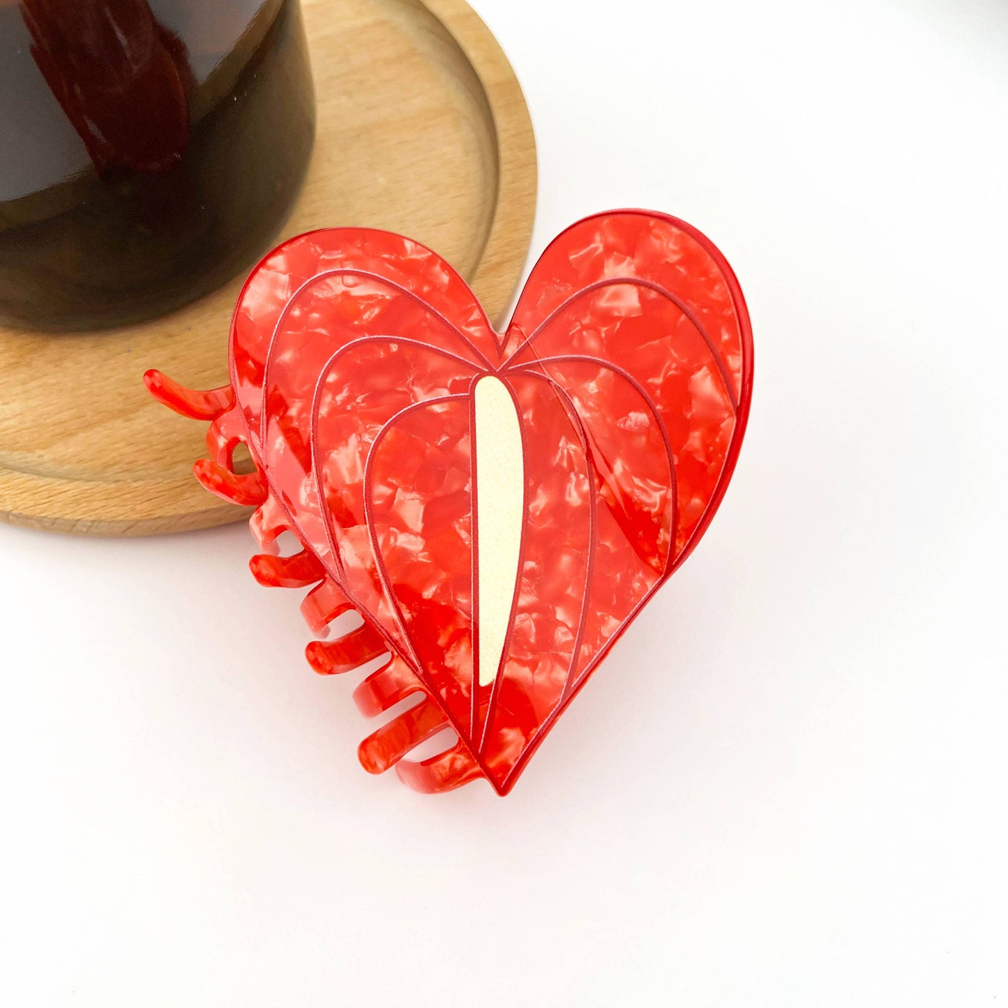 Anthurium Leaf Hair Claw Clip, Acetate Hair Clip: White