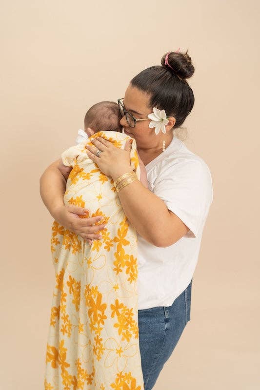Yellow Pua Melia Kapa Moe - Hawaiian Bamboo Swaddle