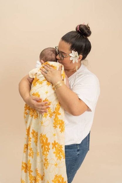 Yellow Pua Melia Kapa Moe - Hawaiian Bamboo Swaddle