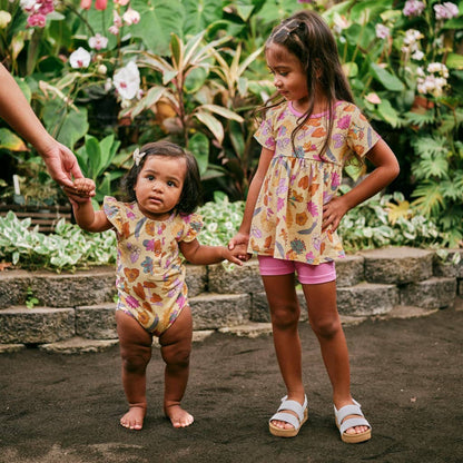 Roots & Blooms Bamboo Flutter Sleeve Onesie: 6-12M