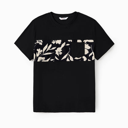 Black Floral Panel Tee: 3-4 Years