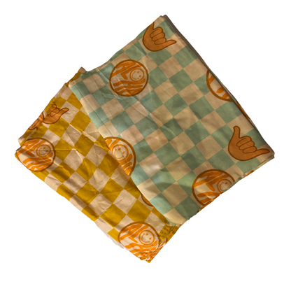 Muslin Swaddle Blanket - Checkered Mint Aloha