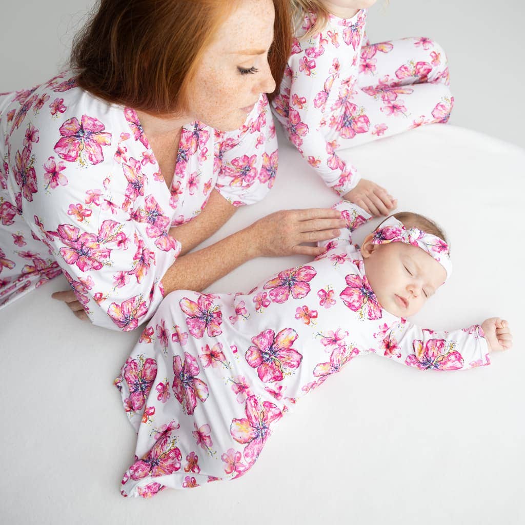 Hibiscus Kiss Bamboo Layette Gown: 3-6M