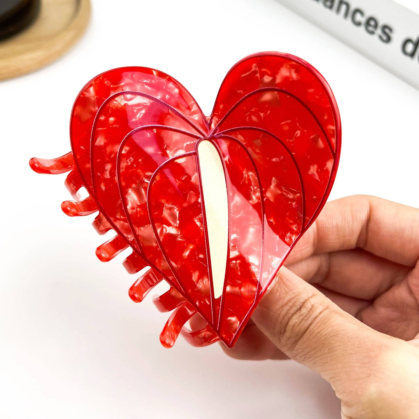 Anthurium Leaf Hair Claw Clip, Acetate Hair Clip: Pink