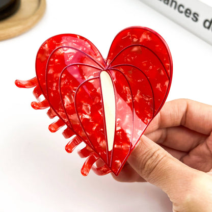 Anthurium Leaf Hair Claw Clip, Acetate Hair Clip: Pink