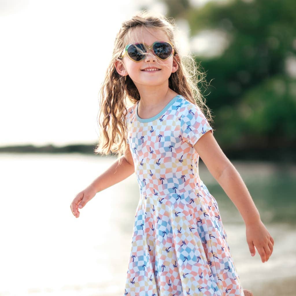 Sunset Checker Bamboo T-Shirt Dress: 12-18M