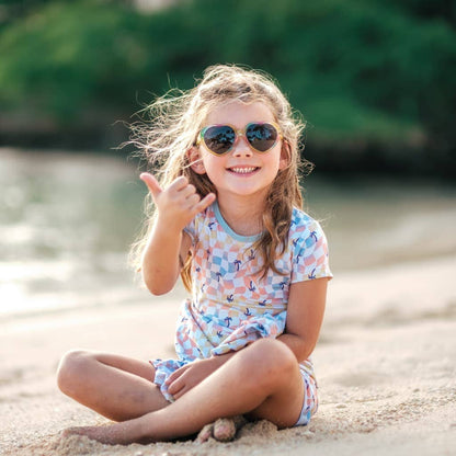 Sunset Checker Bamboo T-Shirt Dress: 12-18M