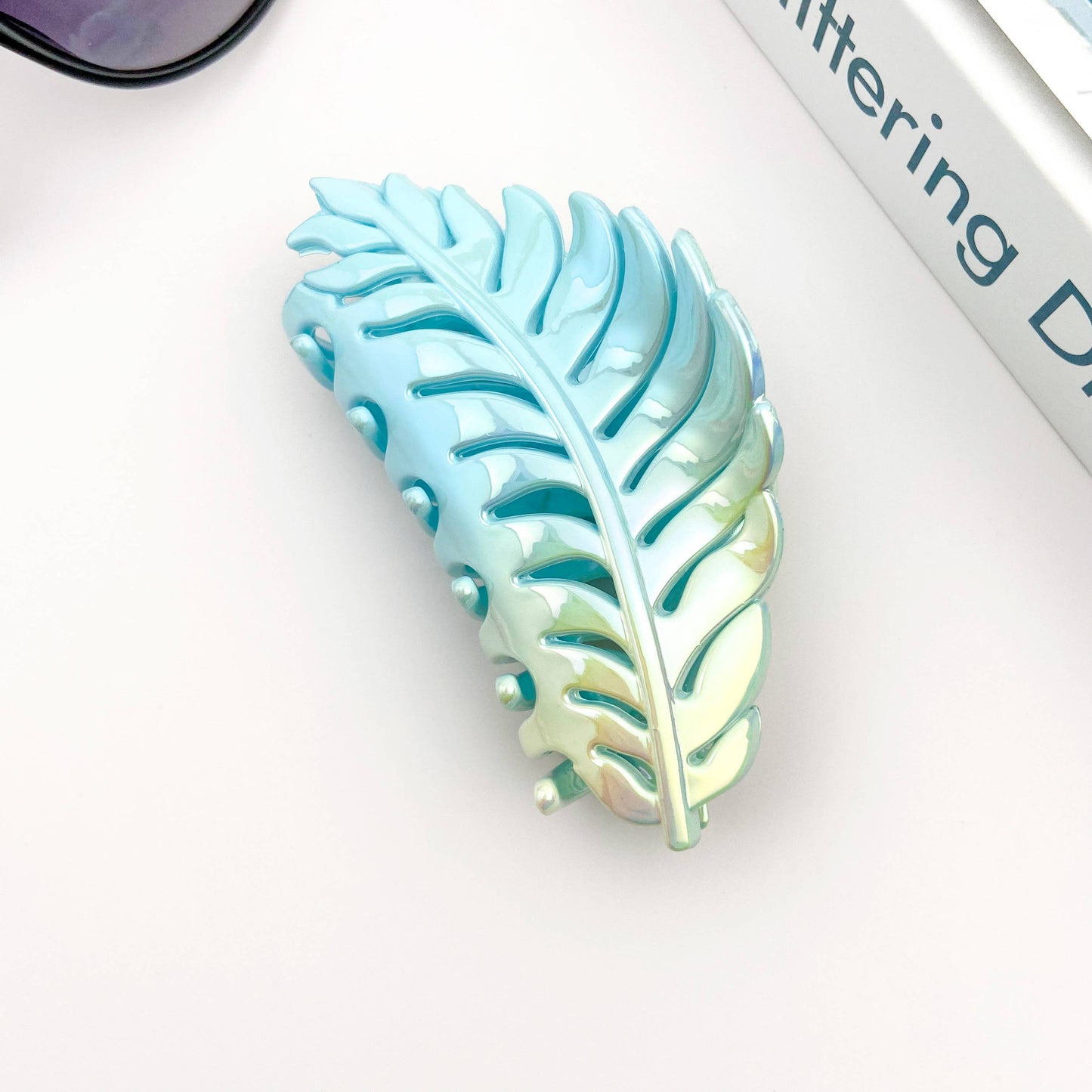 Candy Color Gradient Leaf Hair Clip: YellowPurple