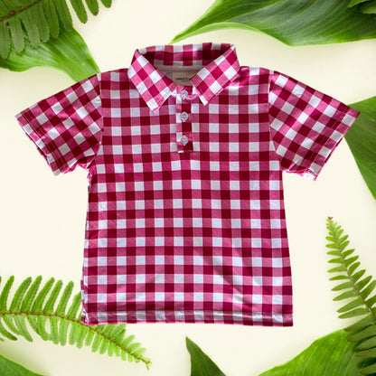 Magenta Gingham Collared Shirt