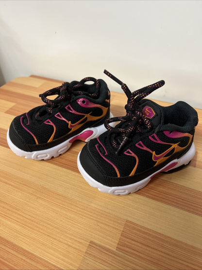 Nike Air Max Plus TD Girl Shoe 4C Black Pink Orange Sneakers DX9266-001