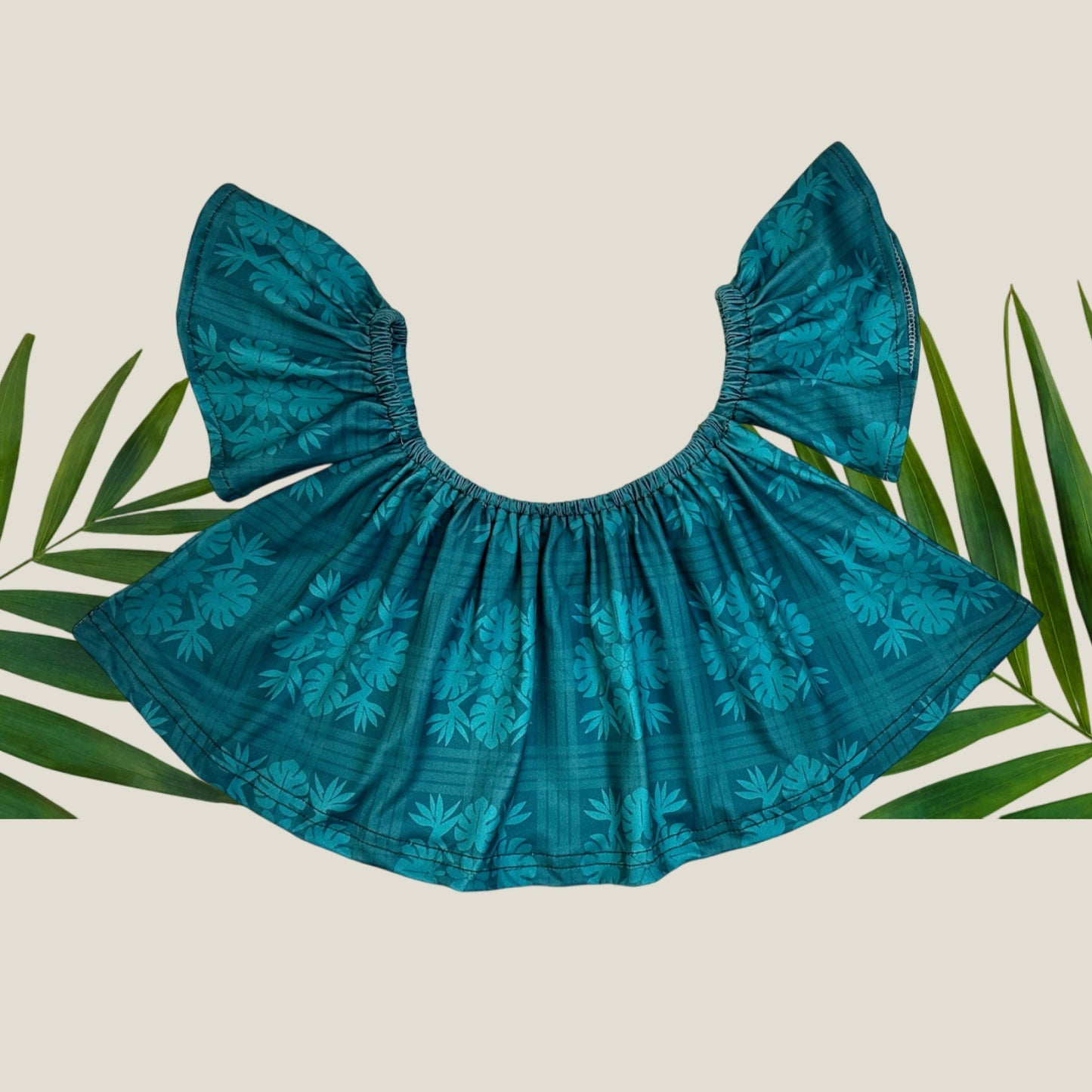 Teal Tropical Palaka Baby Doll Top