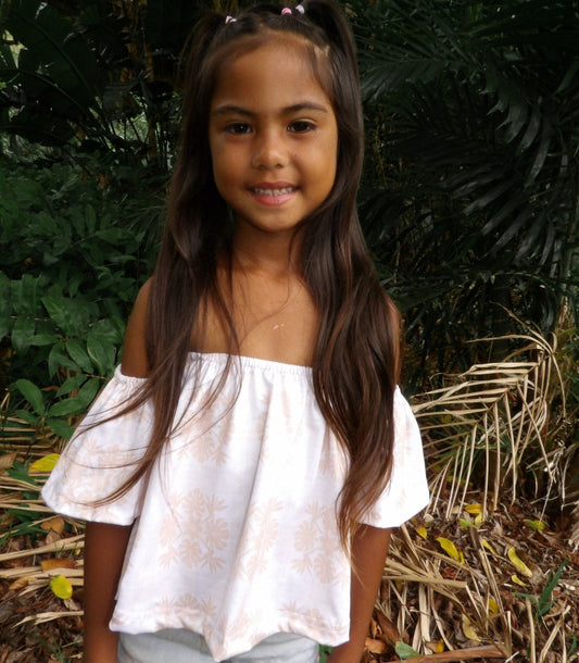 Tropical Cream Palaka Baby Doll Top