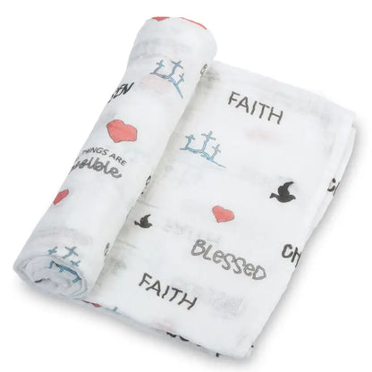 Lollybanks Muslin Swaddle Blanket, All Things Possible