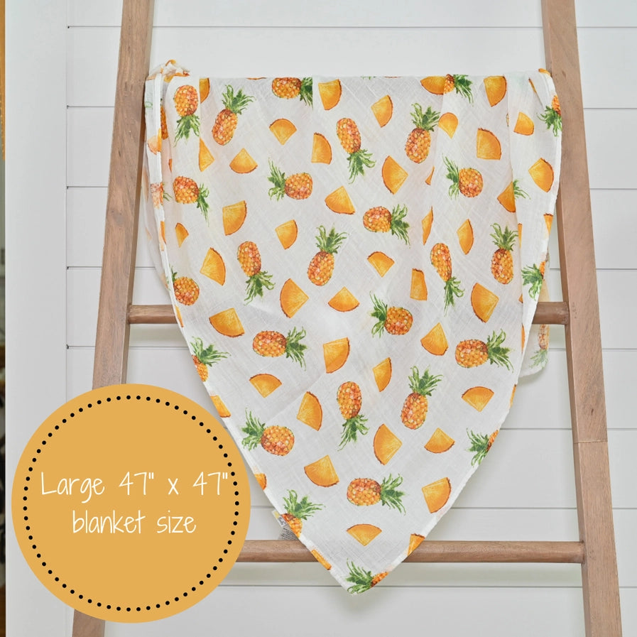 Lollybanks Muslin Swaddle Blanket, Pineapple