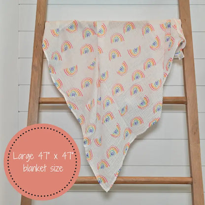 Lollybanks Muslin Swaddle Blanket, Rainbow