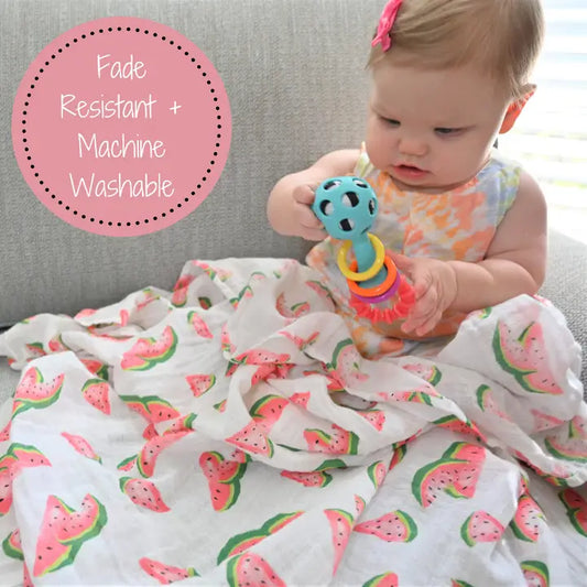 Lollybanks Muslin Swaddle Blanket, Watermelon