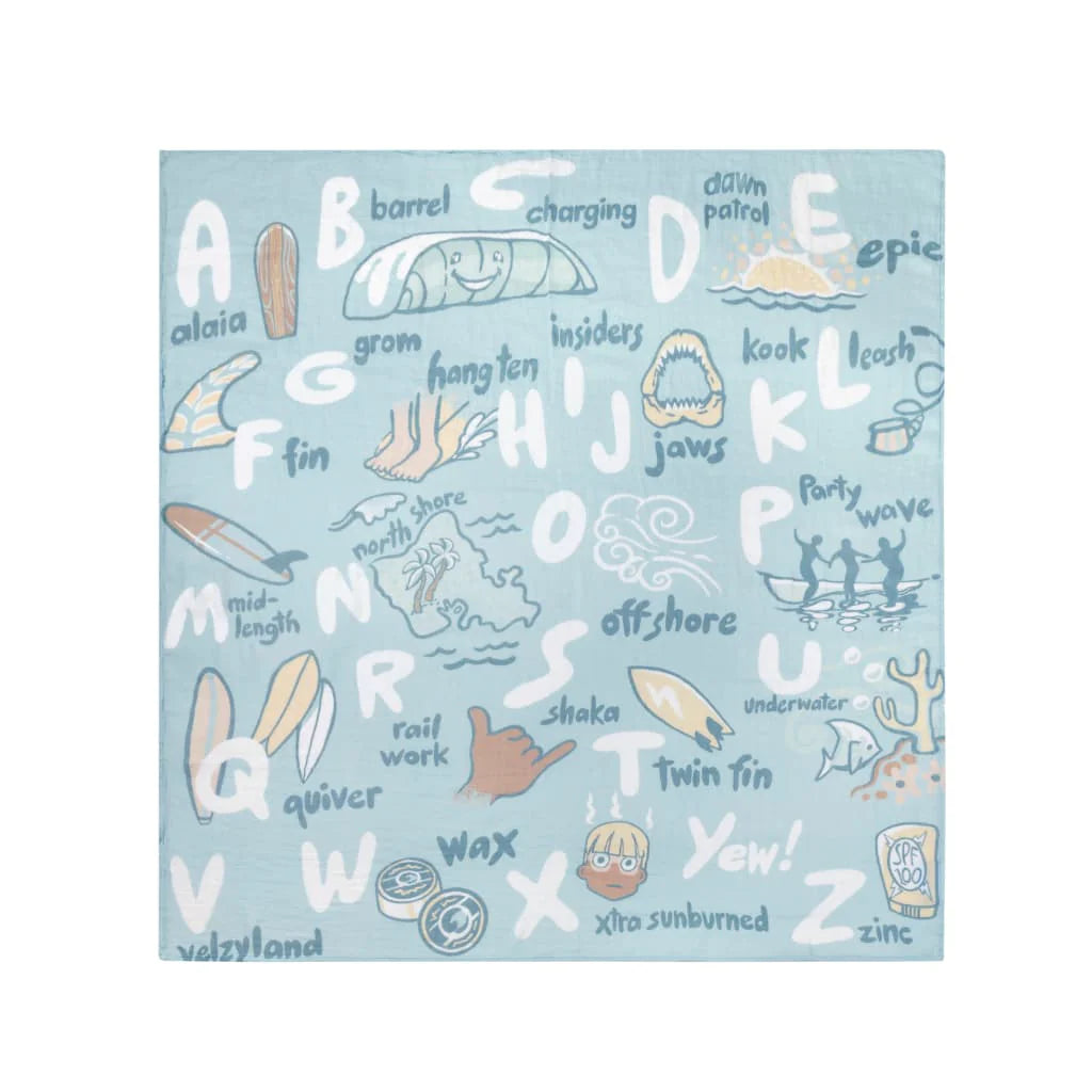 Coco Moon Swaddle Blanket, Surfing Alphabet