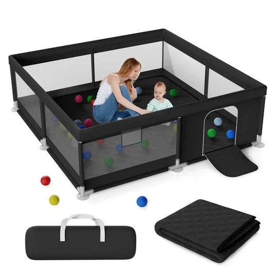 New 50" x 50" Baby Playpen w/ Mat, Black